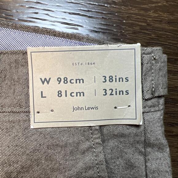 John Lewis Men's Textured Cotton Laundered Trouser Pants 38x32 Gray NWT - Picture 5 of 7
